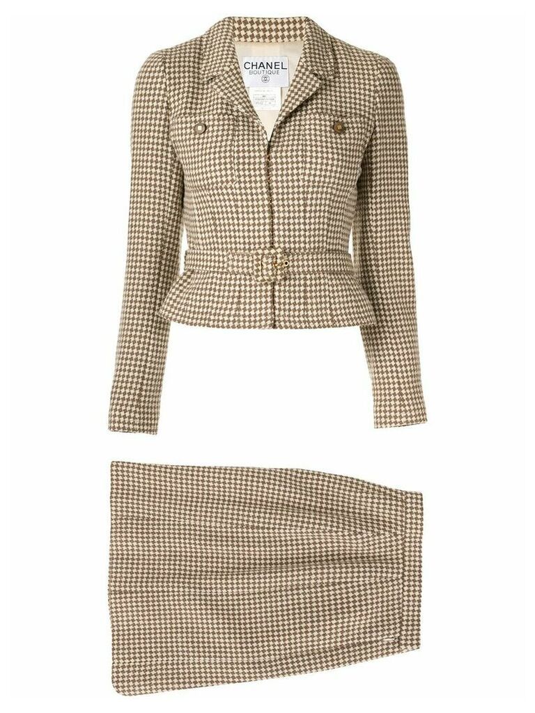 Chanel Pre-Owned Set Up Suit Jacket Skirt - Brown
