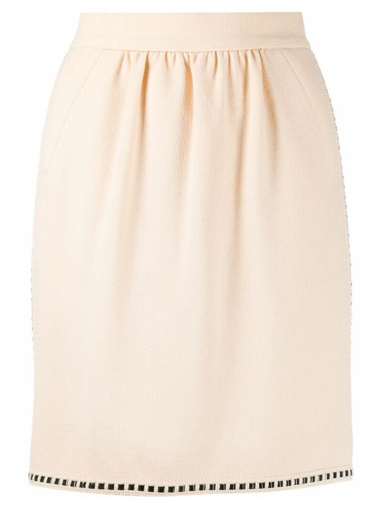 Chanel Pre-Owned 1990s ribbon detail short skirt - Neutrals