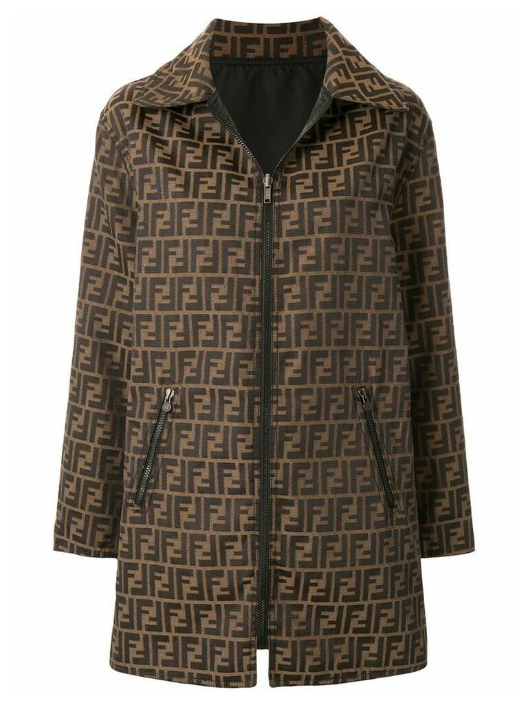 Fendi Pre-Owned Zucca pattern straight coat - Brown