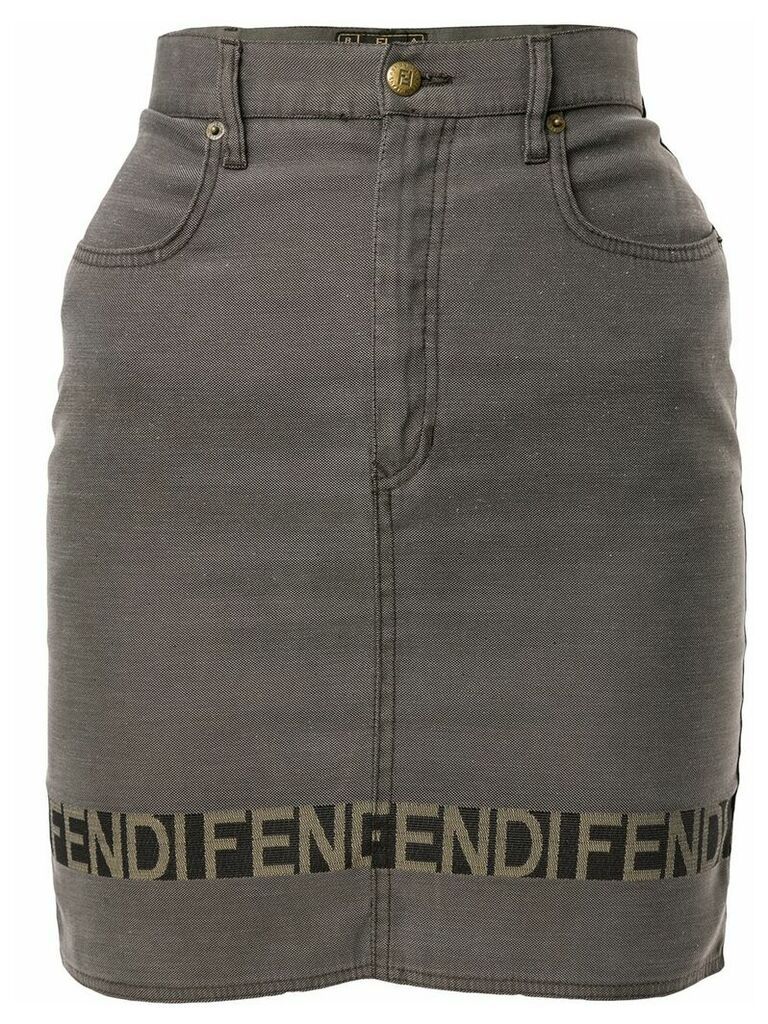 Fendi Pre-Owned logo print skirt - Grey