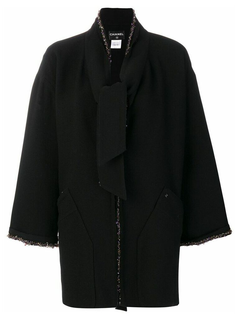 Chanel Pre-Owned beaded midi coat - Black