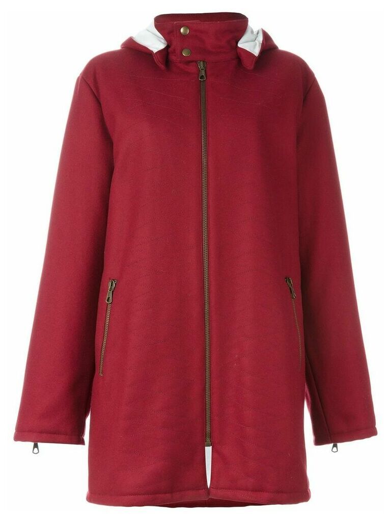 Romeo Gigli Pre-Owned stitch detail hooded coat - Red