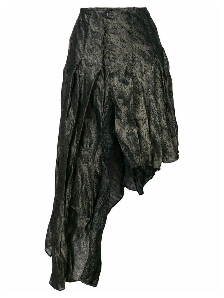Romeo Gigli Pre-Owned roses jacquard asymmetric skirt - Grey