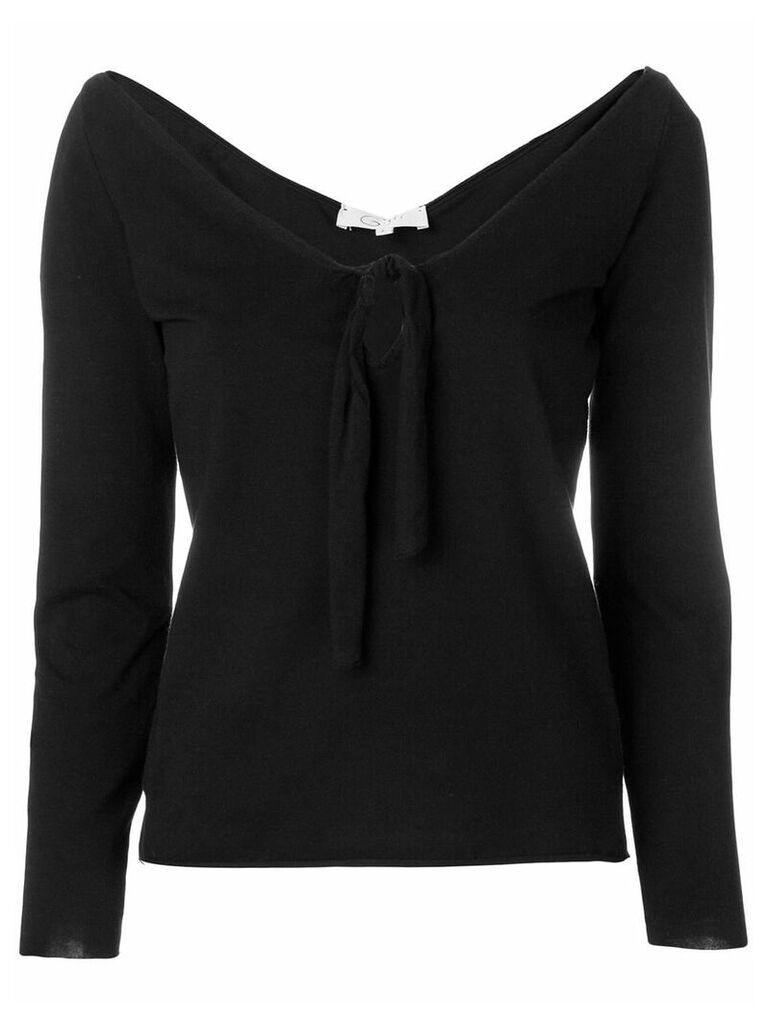 Romeo Gigli Pre-Owned open neck tied blouse - Black