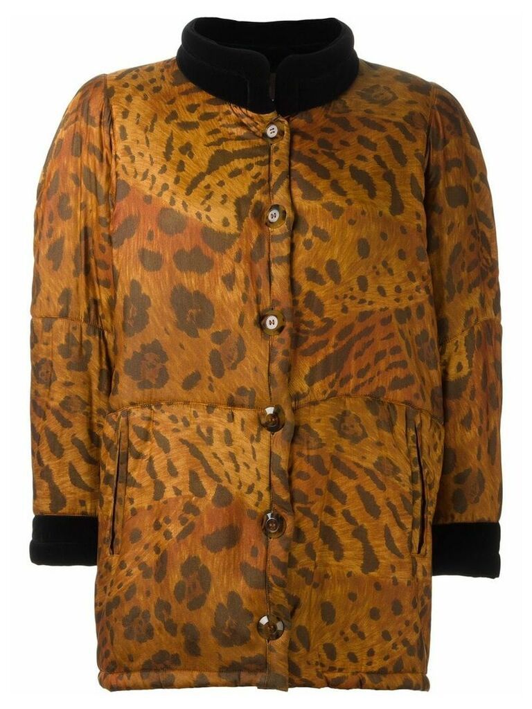 Yves Saint Laurent Pre-Owned animal print padded coat - Brown