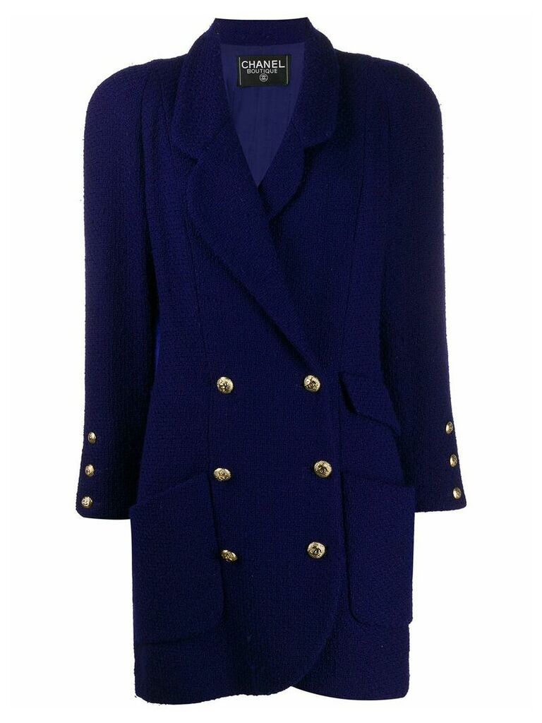 Chanel Pre-Owned 1980's double breasted coat - PURPLE