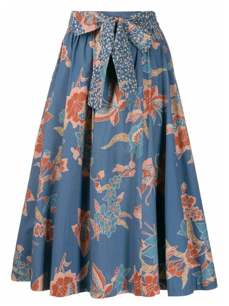 Yves Saint Laurent Pre-Owned 1970's floral print midi skirt - Blue