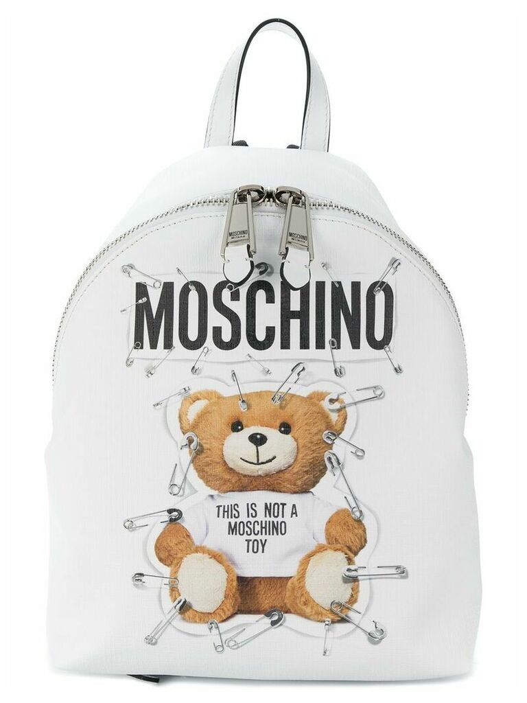 Moschino Teddy logo backpack - White