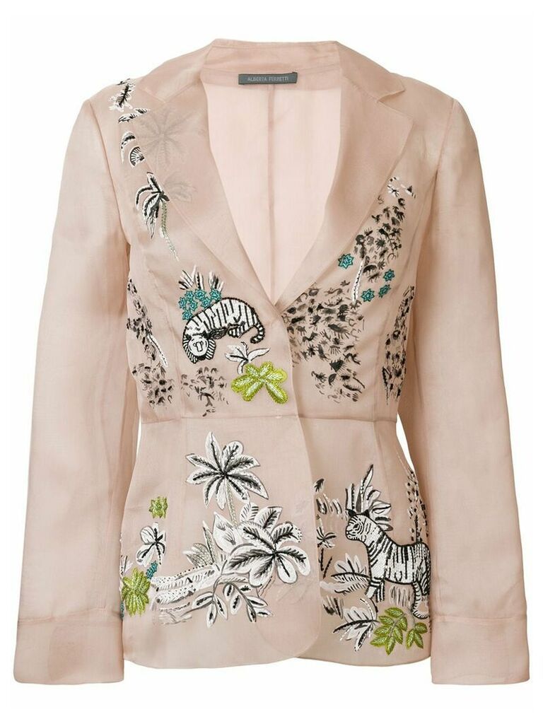 Alberta Ferretti embellished belted blazer - PINK