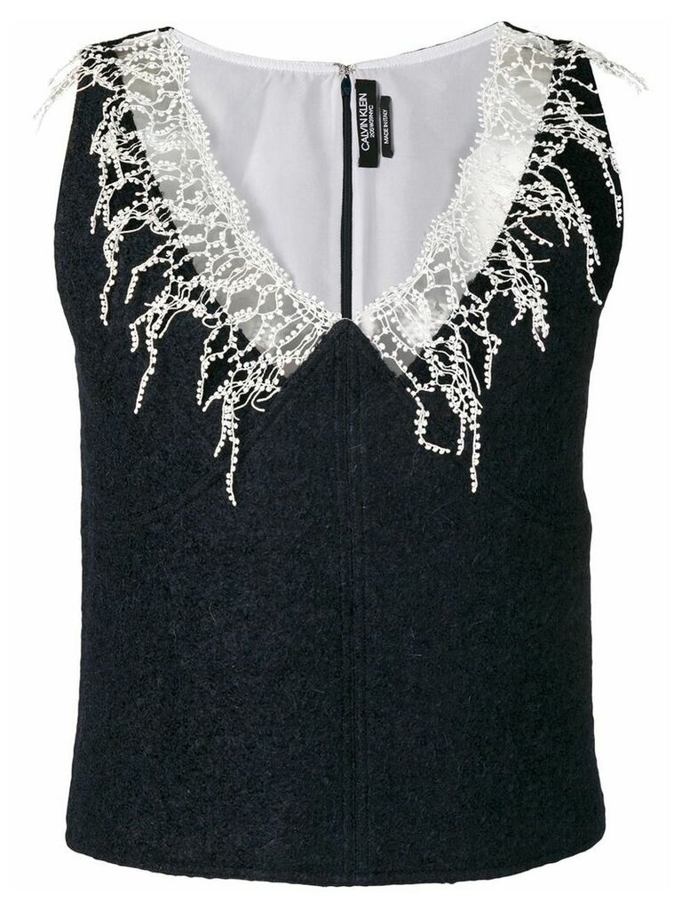 Calvin Klein 205W39nyc embroidered detail top - Blue
