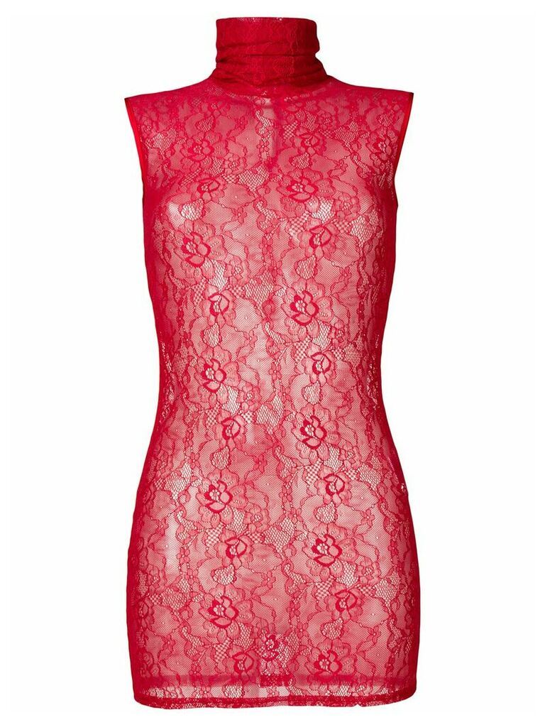 Styland lace turtleneck top - Red