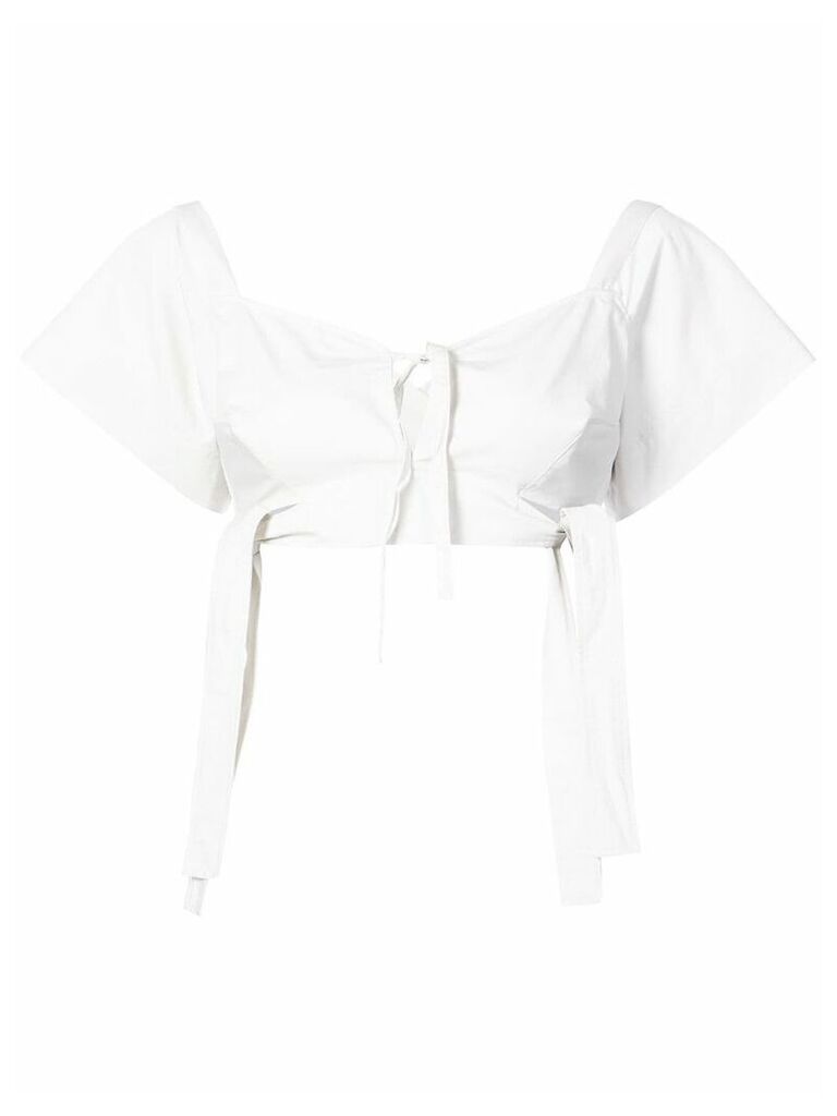 Isa Arfen shortsleeved cropped blouse - White