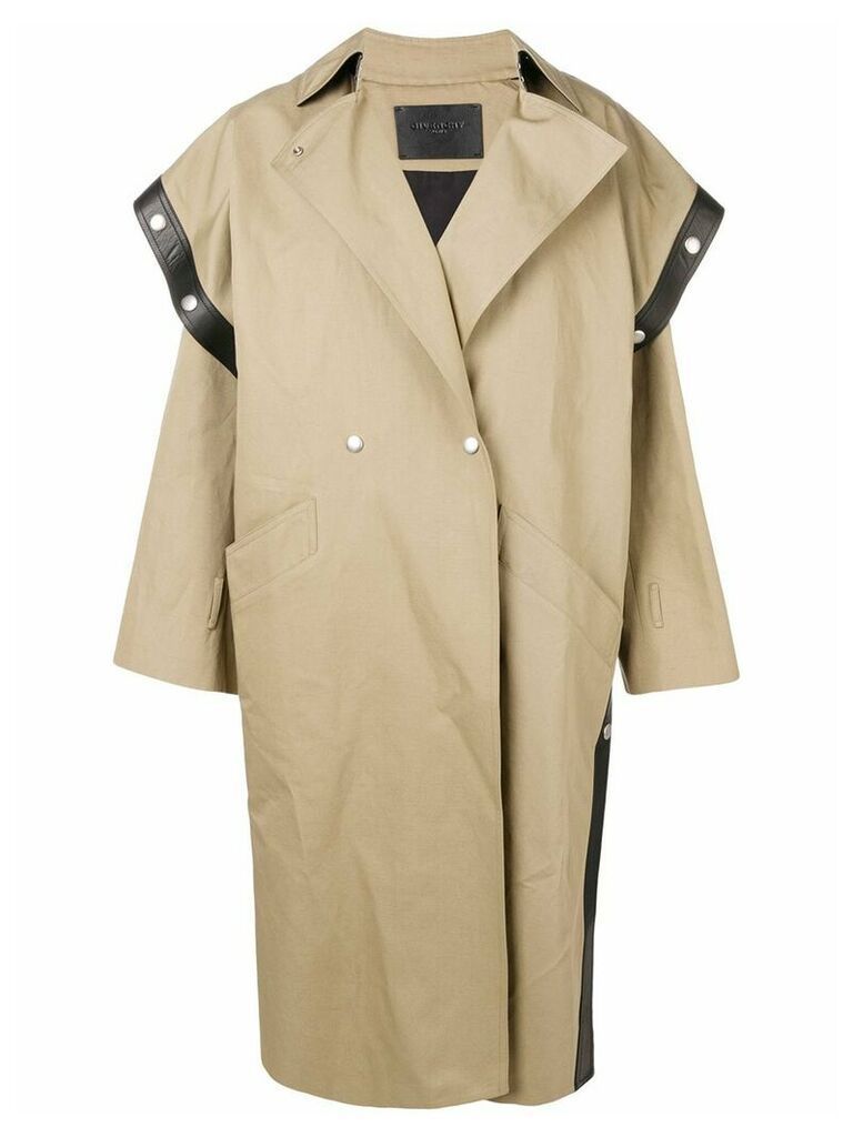 Givenchy square-shoulder oversized trench coat - NEUTRALS