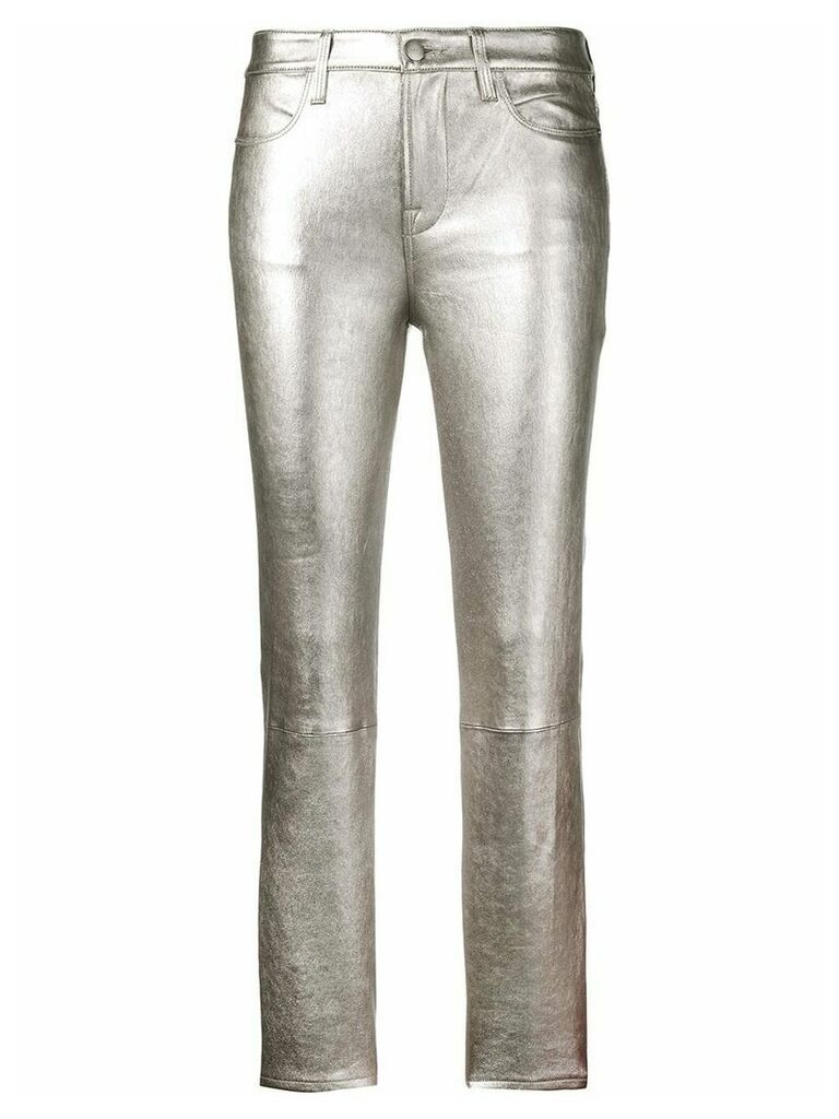 FRAME slim-fit leather trousers - SILVER