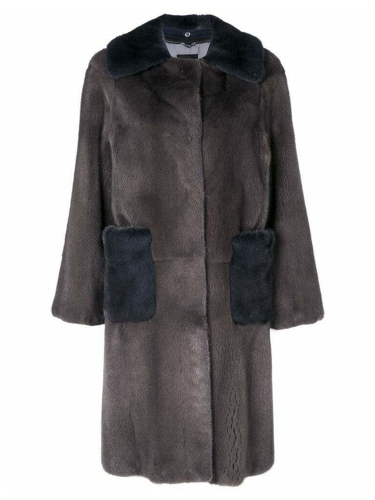 Liska two-tone oversized coat - Grey