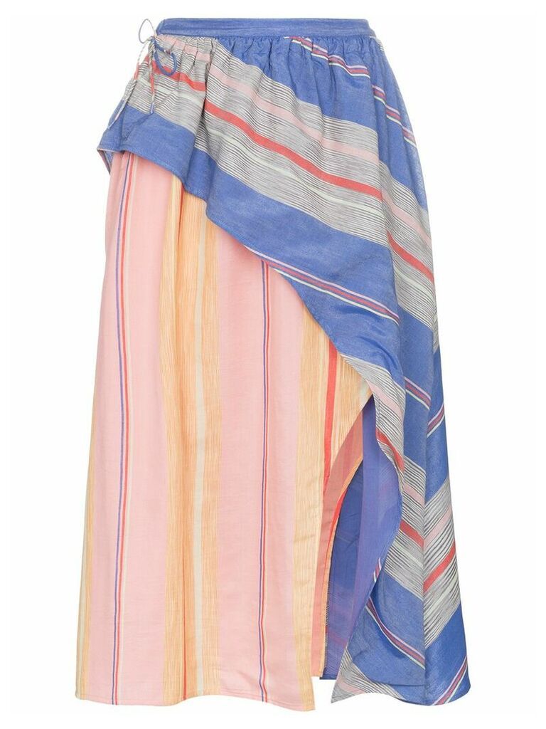 A Peace Treaty Tarouba stripe high waist silk cotton-blend skirt -