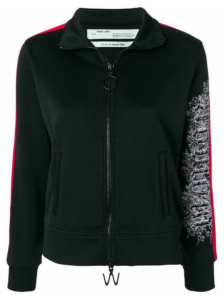 Off-White embroidered sleeve zipped sweatshirt - Black