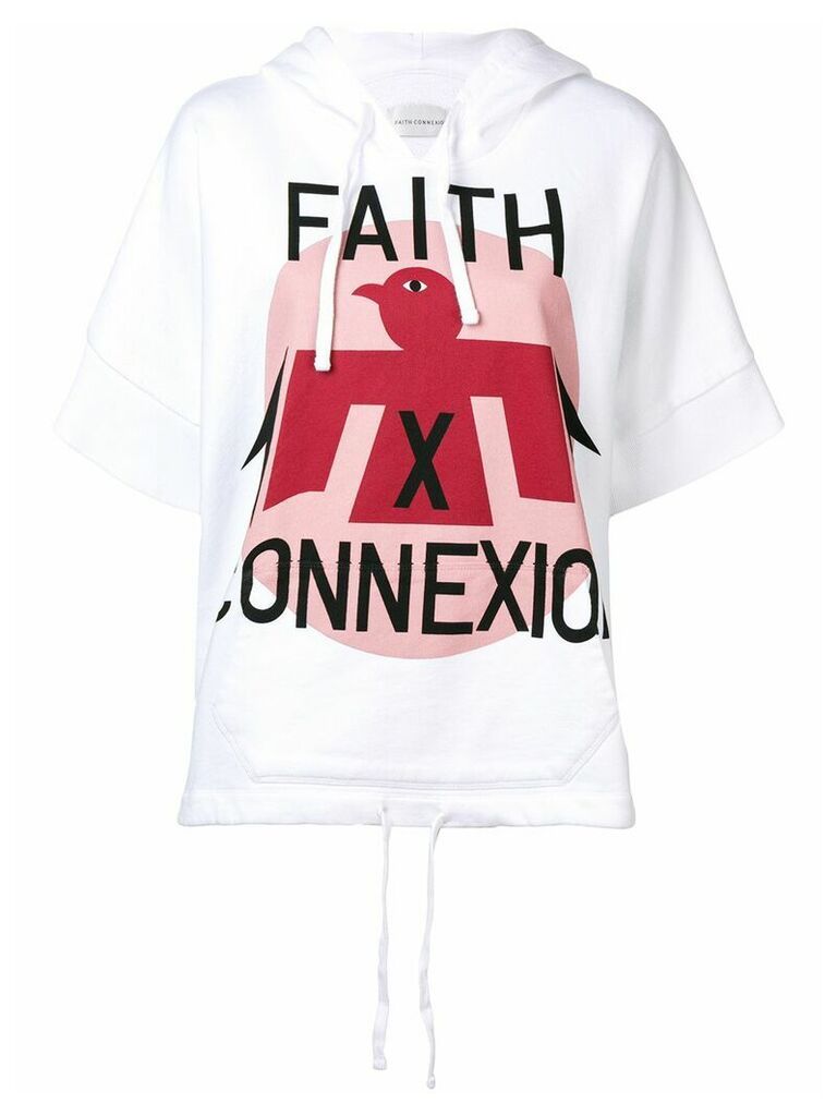 Faith Connexion logo print short sleeve hoodie - White