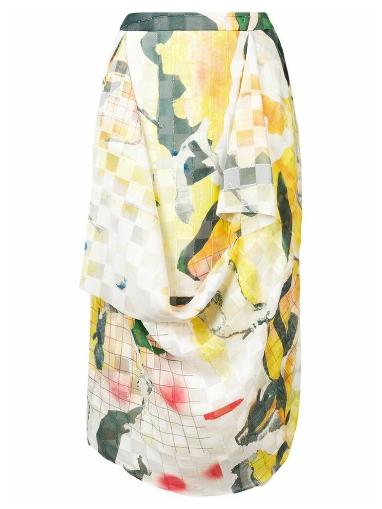 Chalayan draped printed skirt - Yellow
