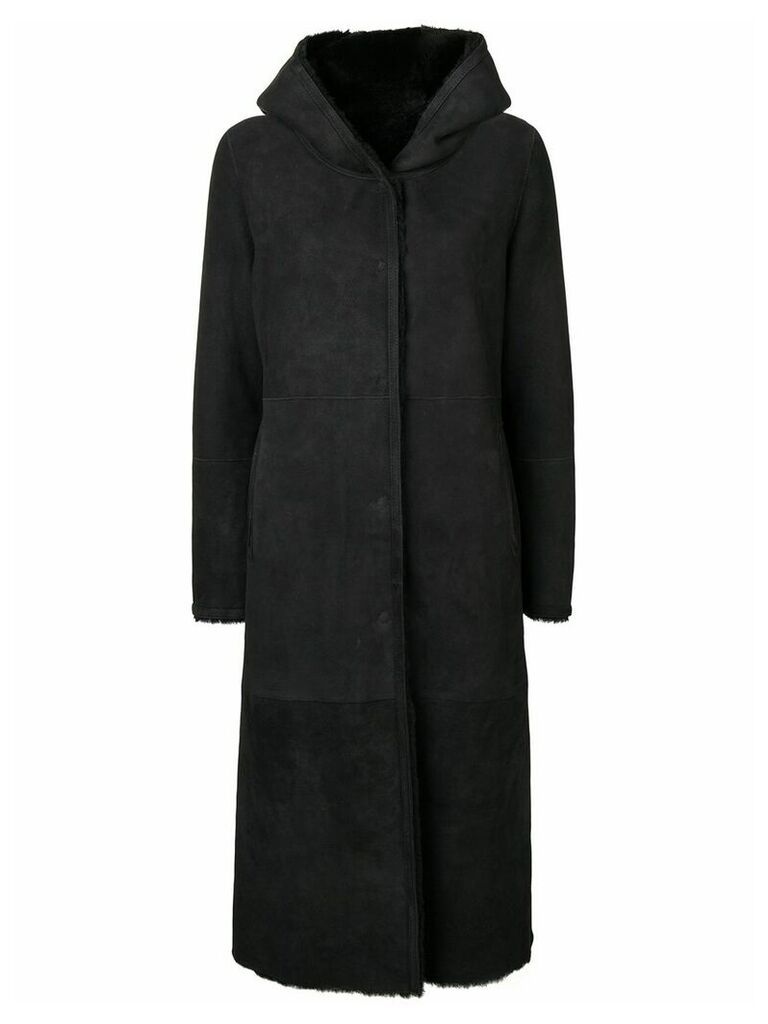Liska hooded shearling coat - Black