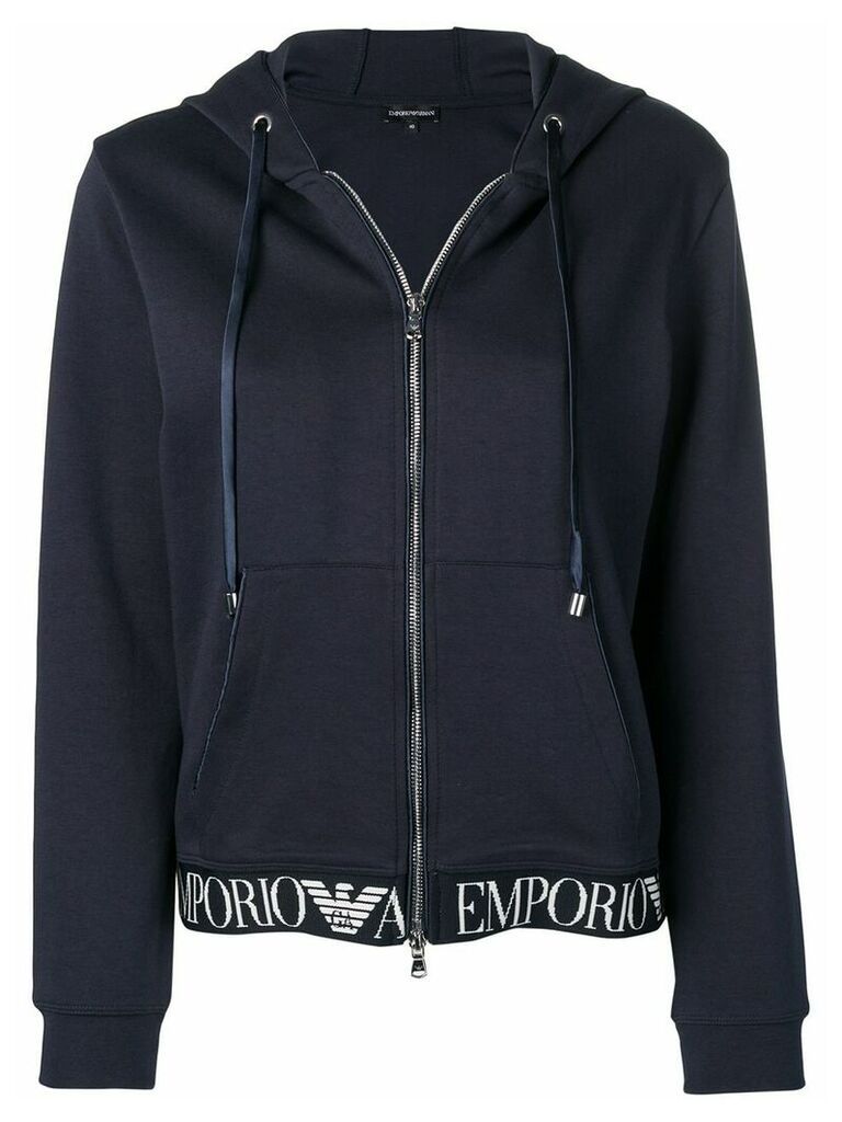 Emporio Armani logo print hoodie - Blue