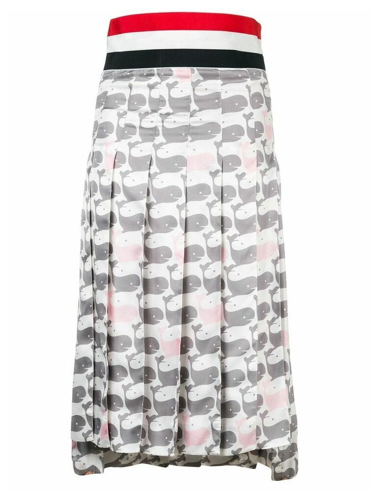 Thom Browne RWB-stripe whale-print skirt - Grey