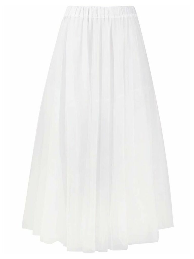 P.A.R.O.S.H. long mesh pleated skirt - White