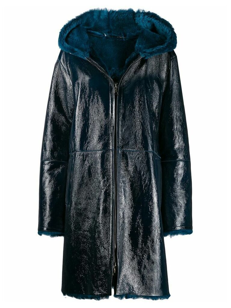 Manzoni 24 fur-trimmed coat - Blue