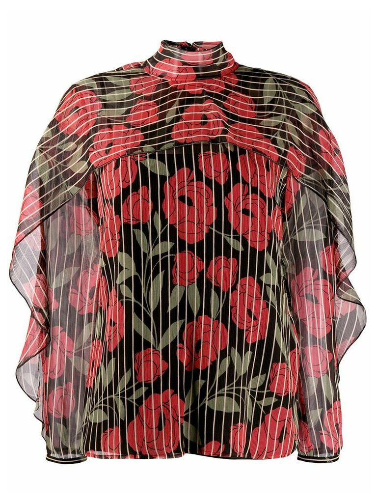 RedValentino camellia printed blouse - Black