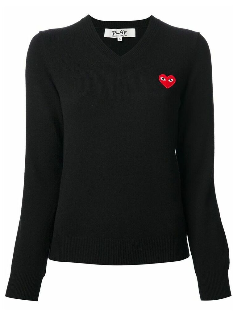 Comme Des Garçons Play embroidered heart v-neck jumper - Black