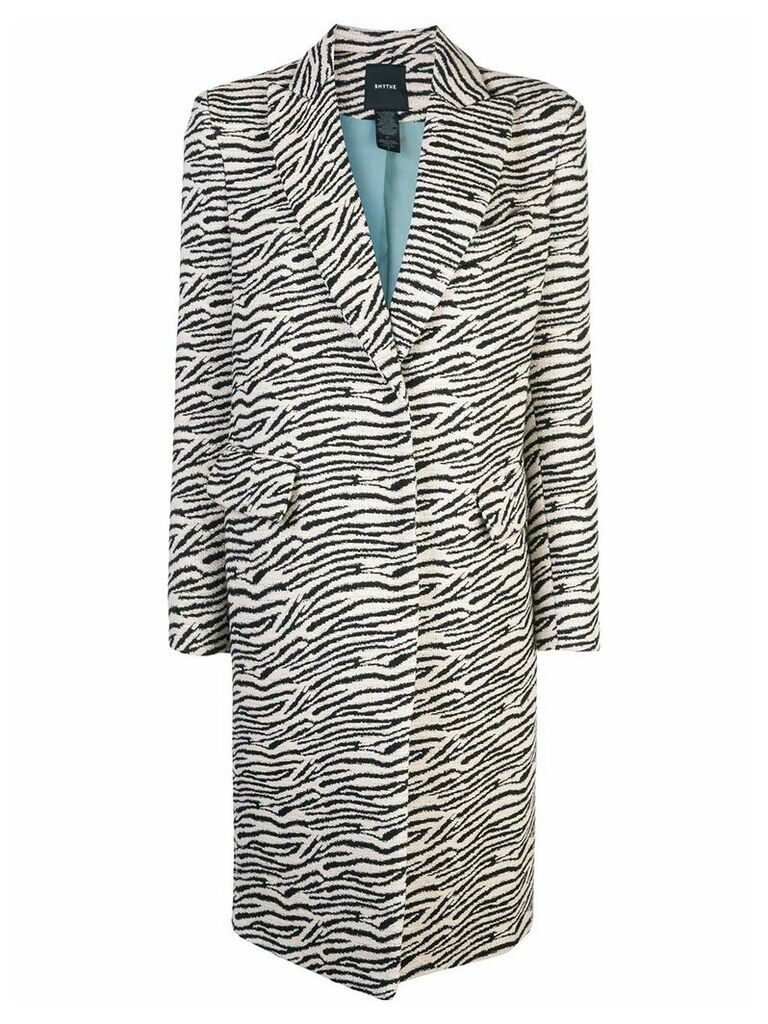 Smythe zebra print single breasted coat - White