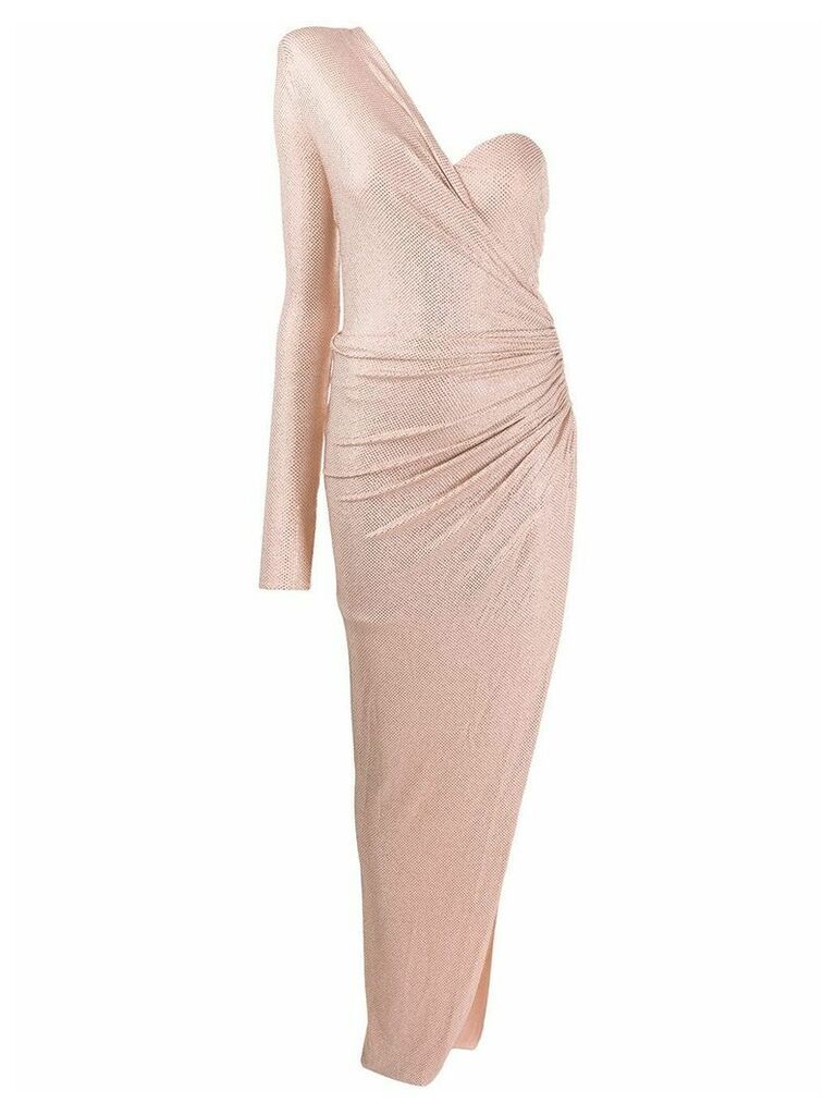 Alexandre Vauthier rhinestone-embellished one-sleeve dress - PINK