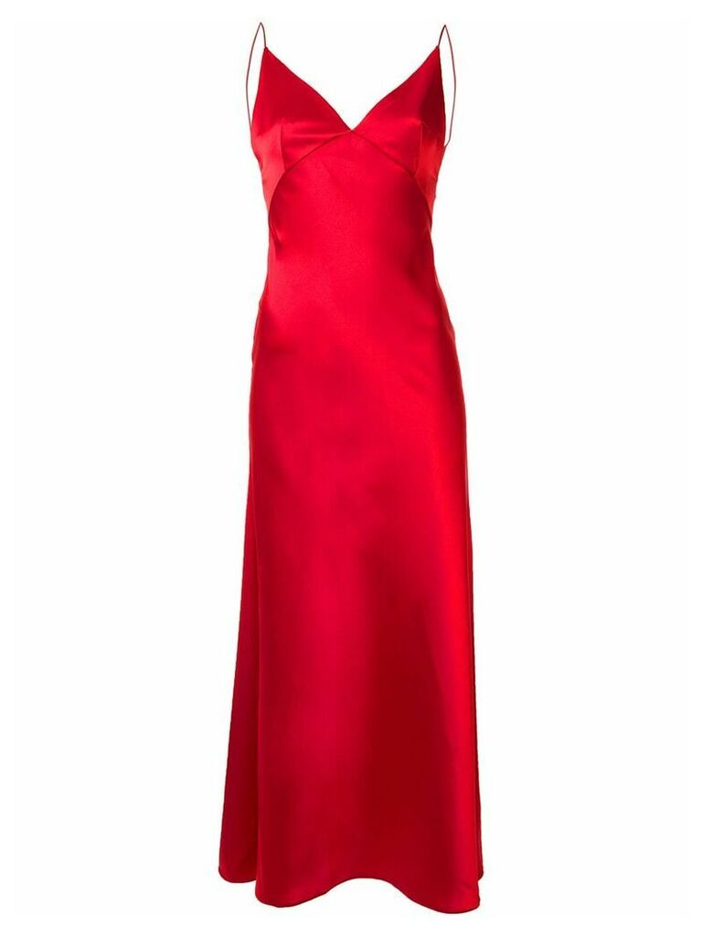 Dalood long v-neck dress - Red