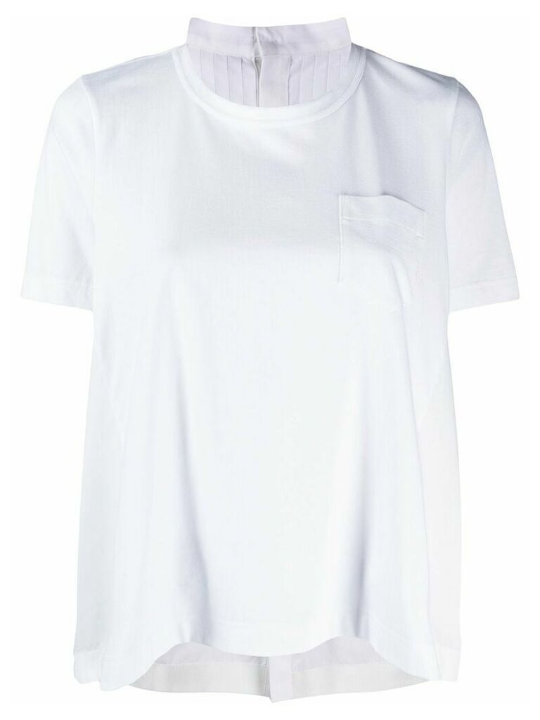 Sacai pleated back structured T-shirt - White