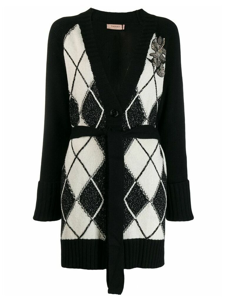 Twin-Set patterned cardi-coat - Black