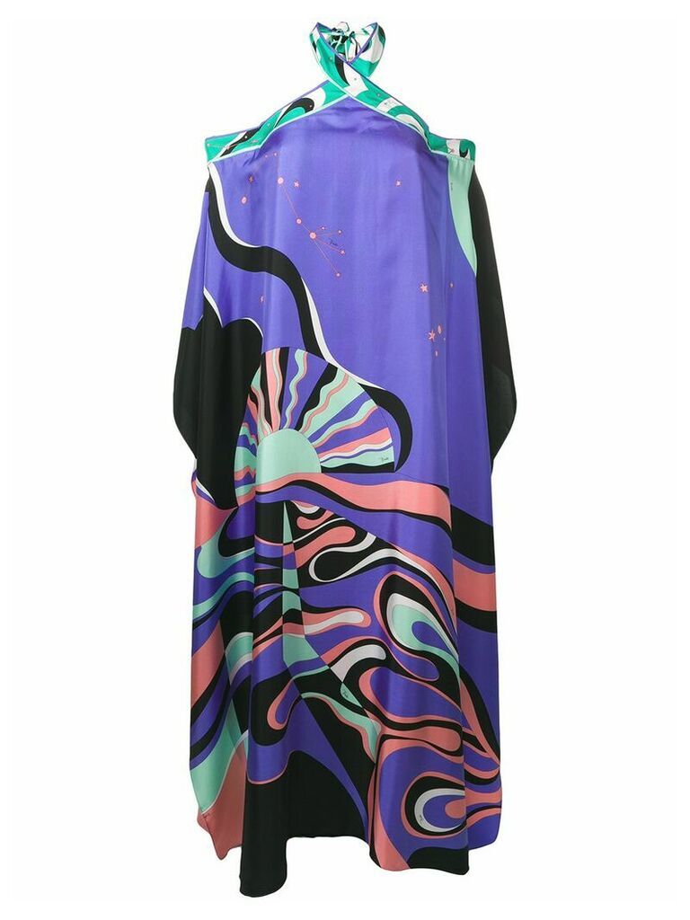 Emilio Pucci Copacabana Print Halterneck Silk Dress - PURPLE