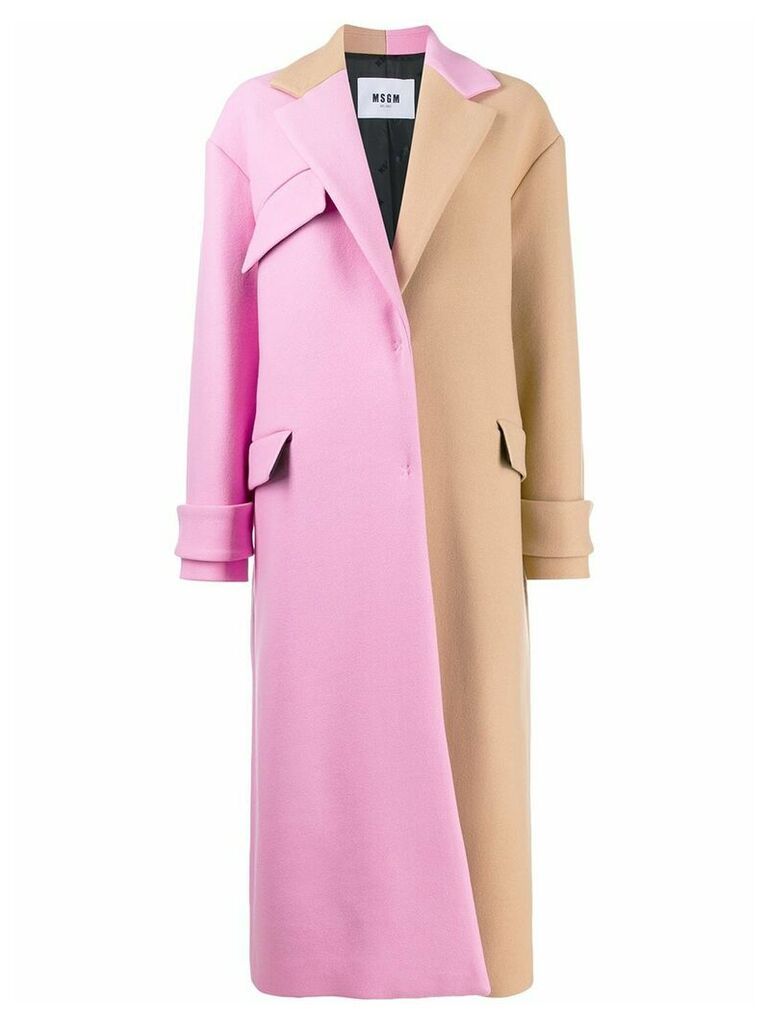 MSGM oversized two-tone coat - NEUTRALS