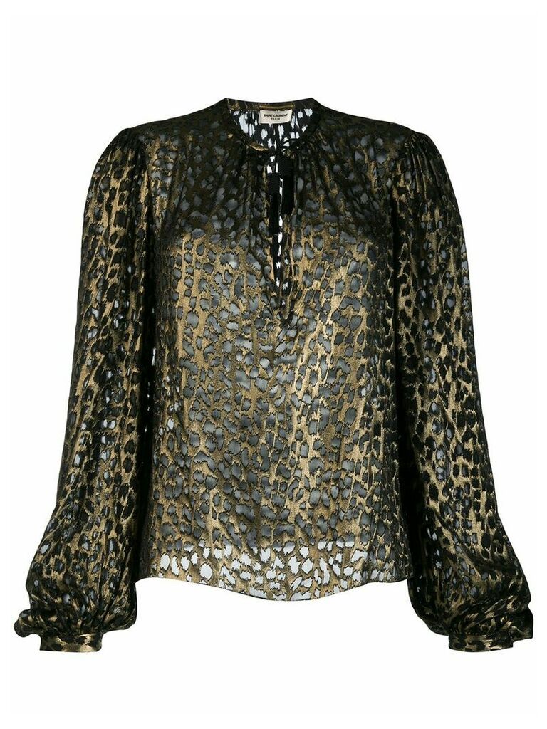 Saint Laurent lurex leopard-pattern blouse - Metallic