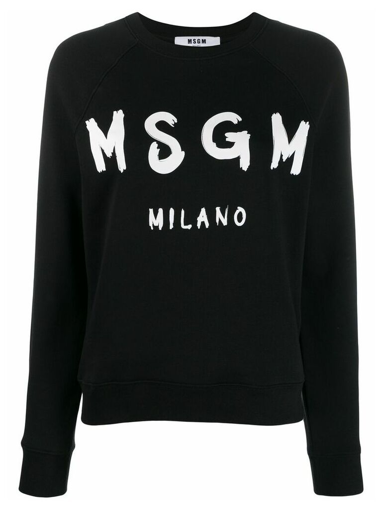 MSGM logo print crew neck sweater - Black