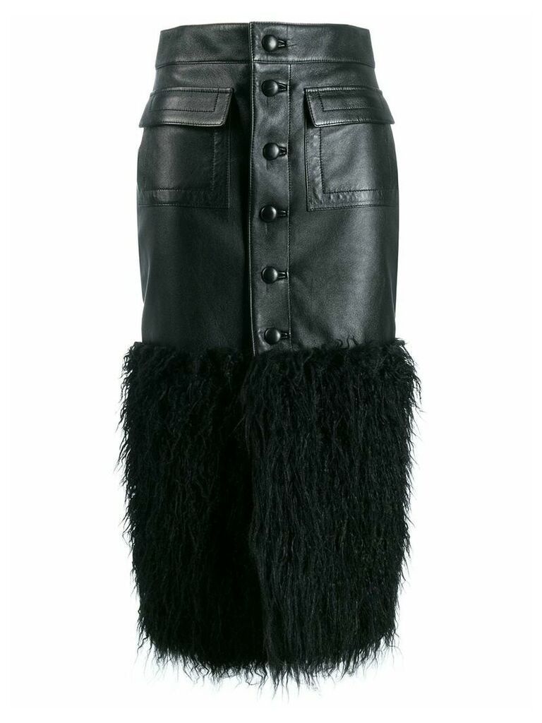Saint Laurent faux-feather trim fitted skirt - Black