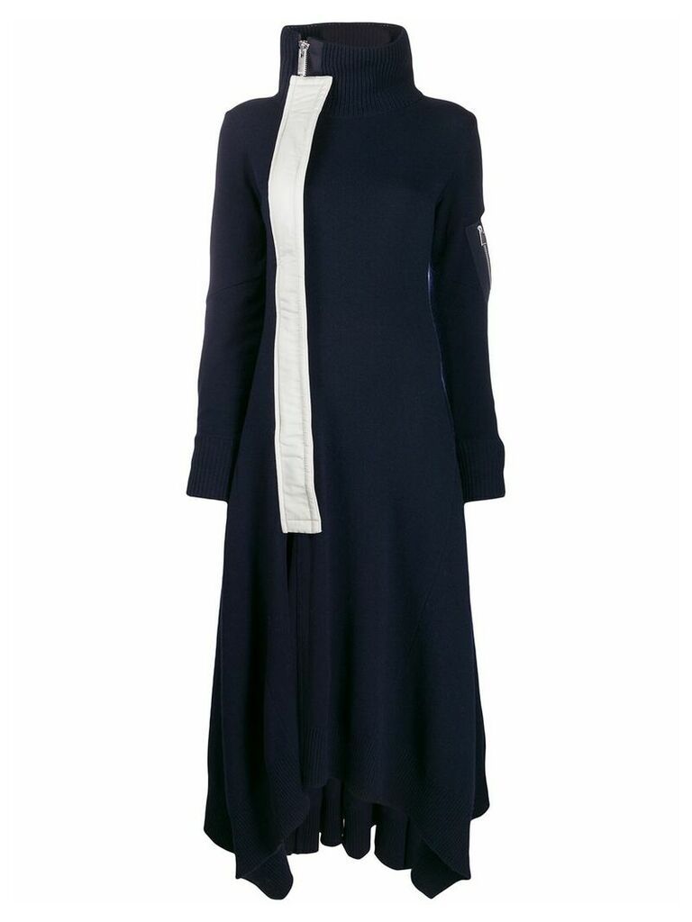 Sacai asymmetric knit cardi-coat - Blue