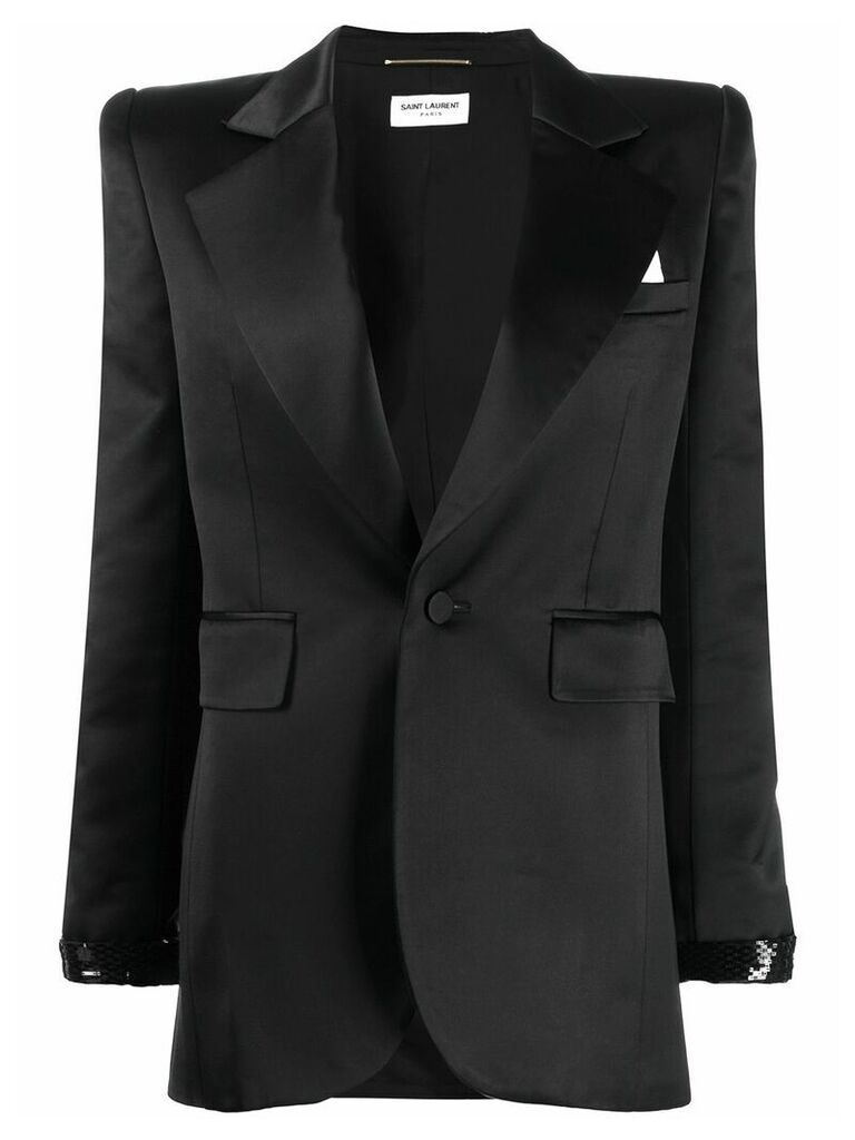 Saint Laurent beaded detail single-breasted blazer - Black