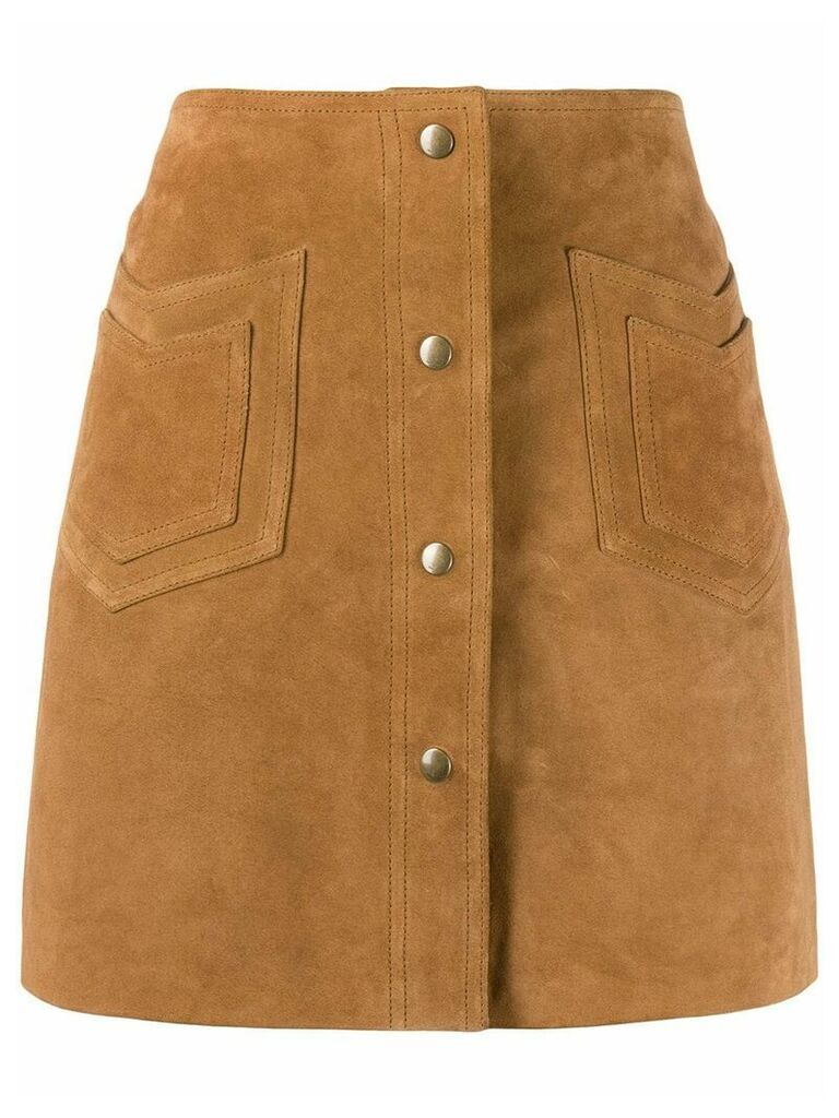 Saint Laurent western detail a-line skirt - Brown