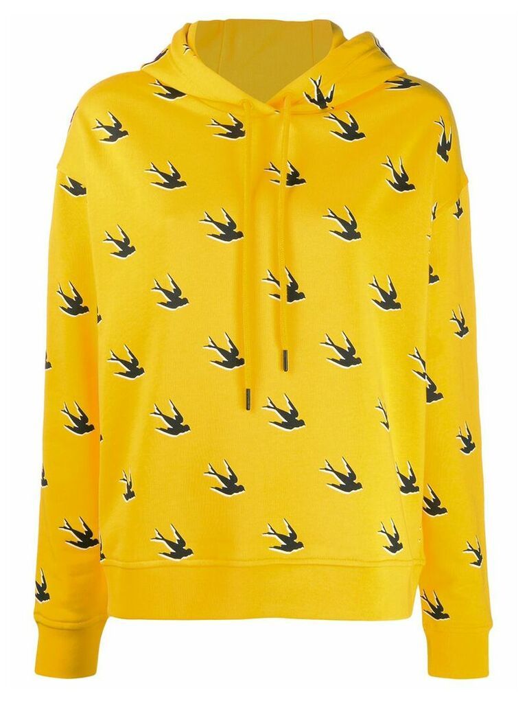 McQ Alexander McQueen swallow print hoodie - Yellow