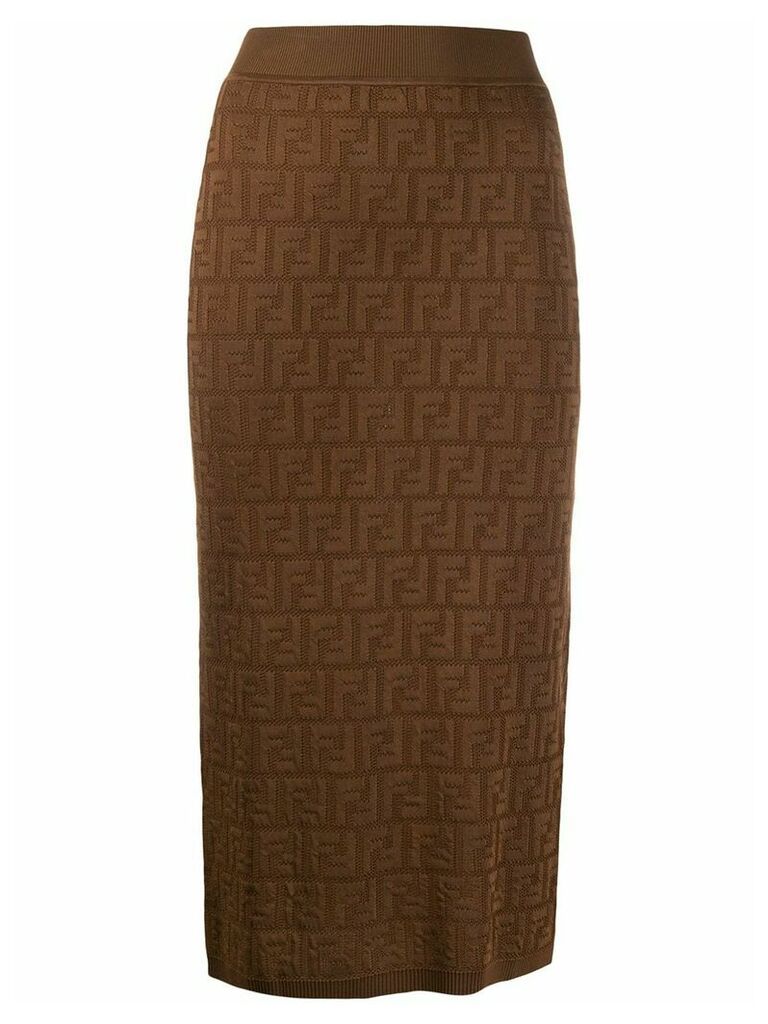 Fendi FF motif fitted skirt - Brown