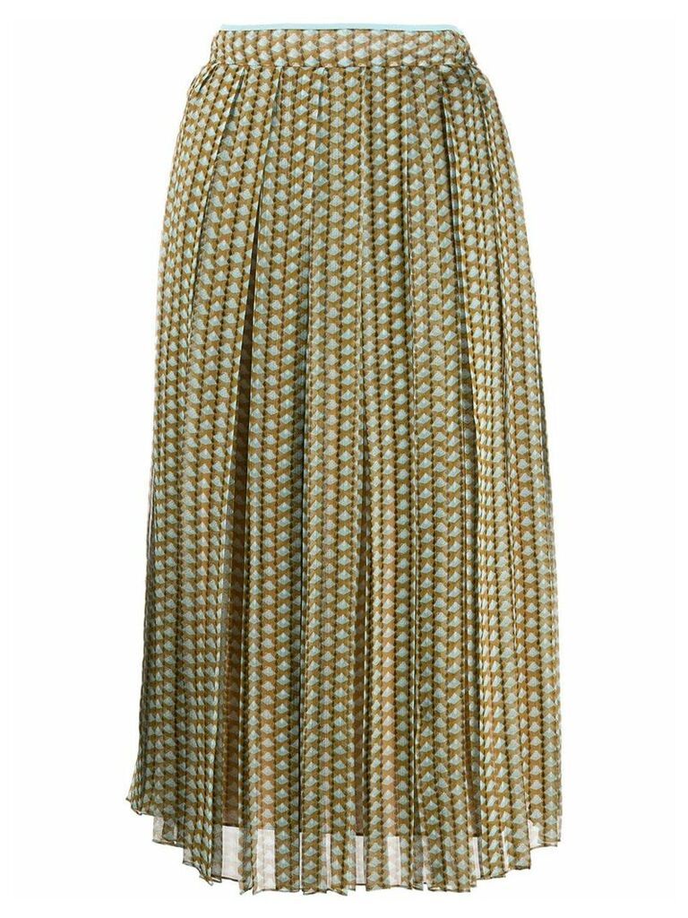 Fendi mini Karligraphy motif pleated skirt - Brown