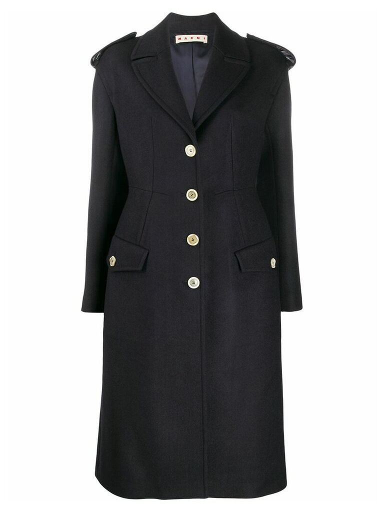 Marni buttoned fitted coat - Blue