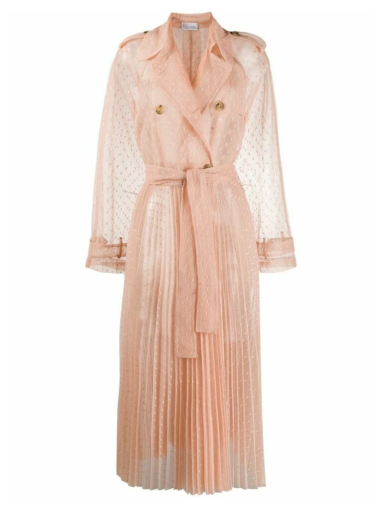 RedValentino tulle sheer trench coat - Neutrals
