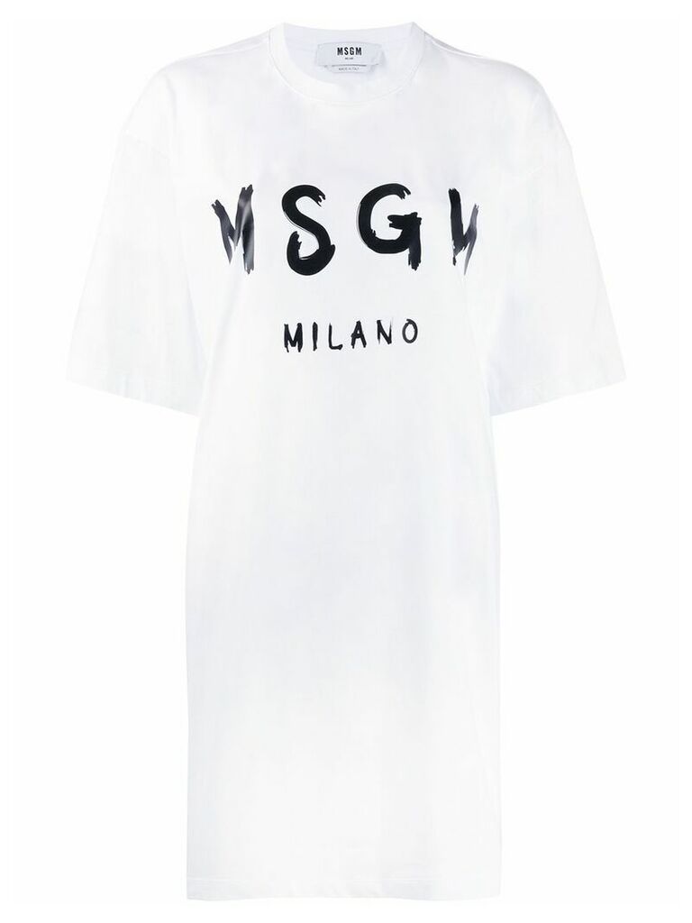 MSGM printed logo T-shirt dress - White
