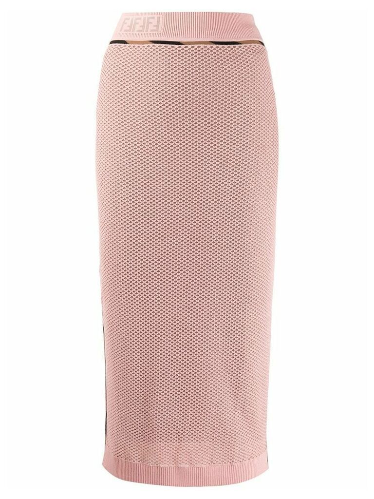 Fendi FF motif mesh pencil skirt - PINK